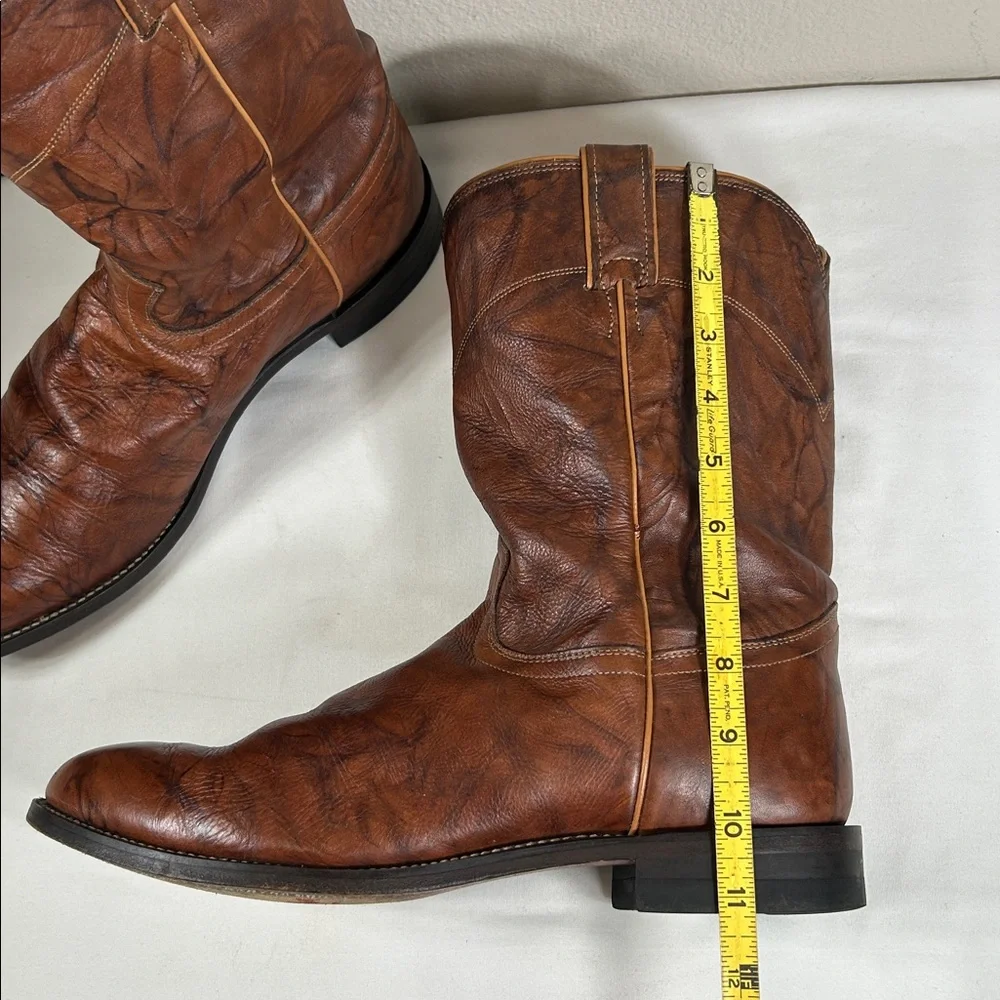 Justin 3163 Jackson 10” Classic Roper Chestnut Marbled Western Cowboy Boots 12D_13